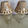 SET OF 2 Small decorative colourful glass candle lamp holder NIGHT LIGHT 17 CM. TALL Image 2