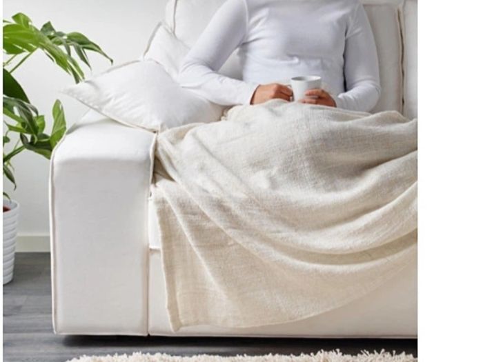 Brand Ikea Gurli Throw- Colour - White  & Beige - Size - 180cm x 120cm