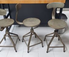 3 Industrial Metal Bar Stools - Adjustable Height