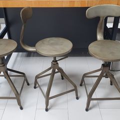 3 Industrial Metal Bar Stools - Adjustable Height