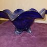 Vintage Hand blown Art Glass Cobalt Blue Serving Bowl Image 7
