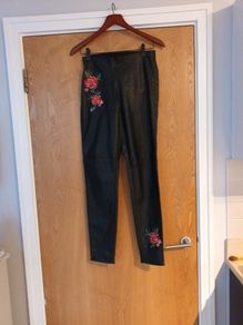 H&M Divided Faux Leather Black Trousers.  S.40  - 12. New - No Tag.