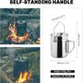 Camping Pot Stainless Steel Camping Hanging Cup with Steamer Basket | 1.2L Campfire Coffee Mug with Foldable Handle for Outdoor Cooking Image 7