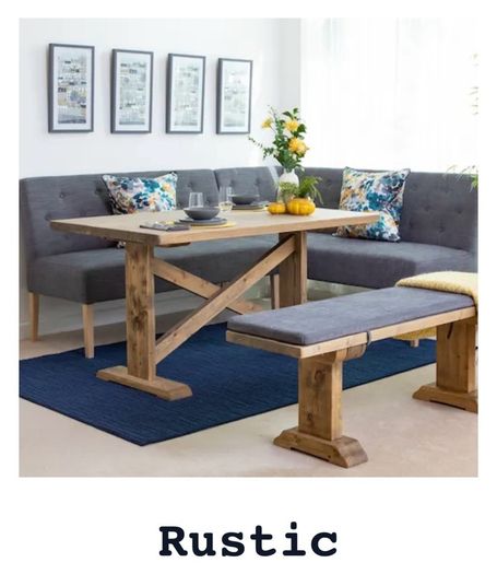 Rustic kitchen table and L bench