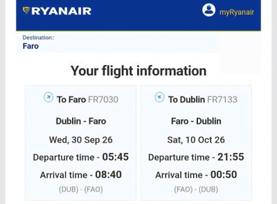 Ryanair   Dublin - Faro Portugal