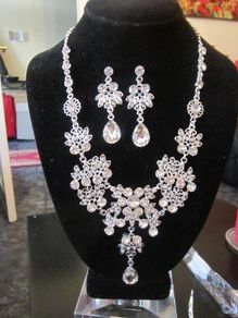 Bride's Designer Crystal Head piece Necklace and Earrings