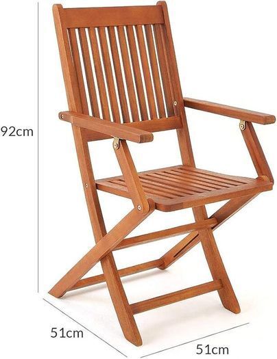 Set of 4 Garden Chair Sydney Acacia Wood Foldable Folding Chair High Back Garden Folding Chair
