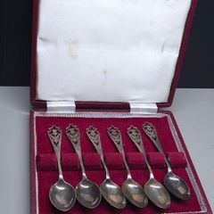 Vintage Solid Silver Thistle Spoon Set Edinburgh 1967 Cased