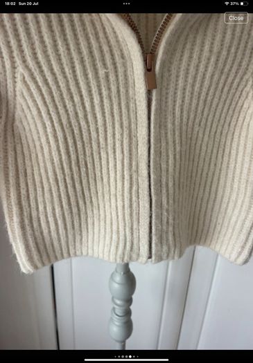 Cream hooded cardigan size 1 - 2 zipped front