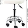 Square Rolling Stool with Foot Rest PU Leather Height Adjustable Spa Drafting Salon Tattoo Work Swivel Stools Task Chair Small Image 4