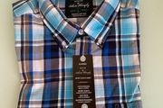 BNWT S/S Check Cotton Blend, size L