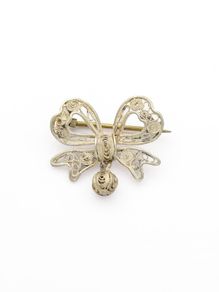 Vintage 835 Silver Bow Brooch