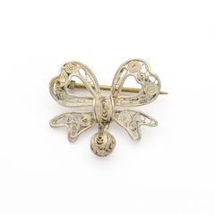 Vintage 835 Silver Bow Brooch