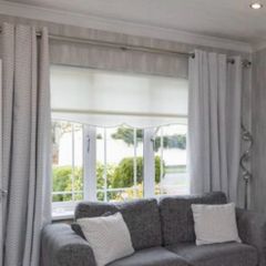 Readymade eyelet curtains with matching cushions