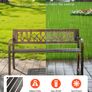 Outdoor Bench 127 cm Carbon Steel Metal Frame with PVC Floral Pattern Backrest and Round Edge Armrests Image 2