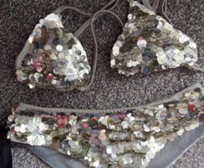 leg avanue sequined silver bikini size fits X's s