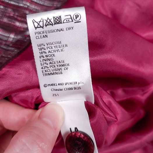 Marks & Spencer Pink Red Textured Tweed Button-Up Tailored Slim Fit Blazer 10UK/38EU