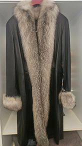 Real leather real fur coat