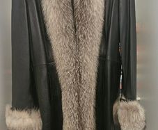 Real leather real fur coat