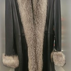 Real leather real fur coat