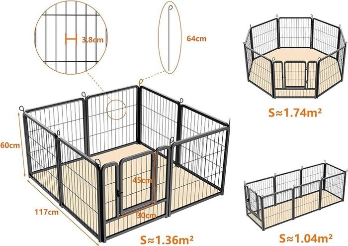 NEW SALE | Dog Pen, 8 Panel Puppy Pen with Door, High 60cm Indoor/Outdoor Dog Playpen