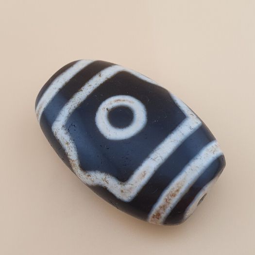 Vintage 3 Eyes Himalayan Tibetan Agate Dzi Bead Amulet