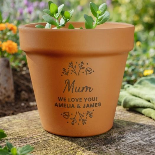 Personalised Floral Terracotta Plant Pot