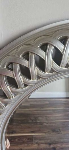 Large Round Pewter Wall Mirror Like New