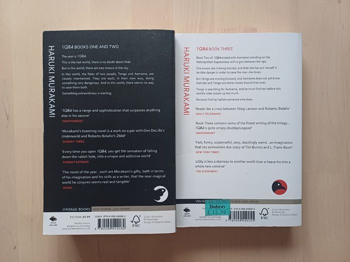 IQ84 by Haruki Murakami (Books 1 to 3 Science Fiction Paperback 2009)