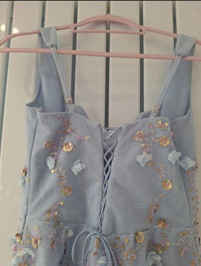 Oh Polly embellished Corset Mini Dress in Sky Blue