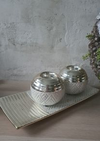 Plate and set of 2 Candle Holders The  Grange Collection