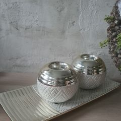 Plate and set of 2 Candle Holders The  Grange Collection