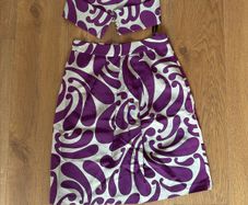 Hoss Intropia purple patterned pencil skirt with matching belt size 8