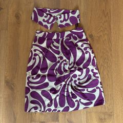 Hoss Intropia purple patterned pencil skirt with matching belt size 8
