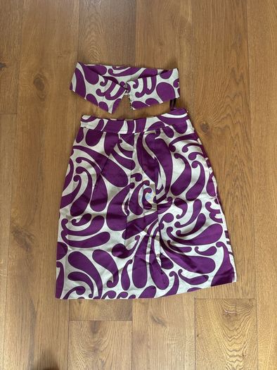 Hoss Intropia purple patterned pencil skirt with matching belt size 8