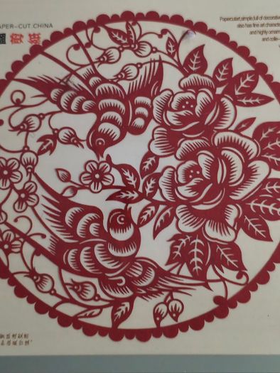 Intangible Cultural Heritage Chinese Paper Cuts 5.75 x 6 inchrs Glass Covered