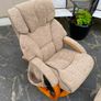 Comfortable Beige Fabric Swivel Recliner Chair & Matching Footstool / Footrest Image 4