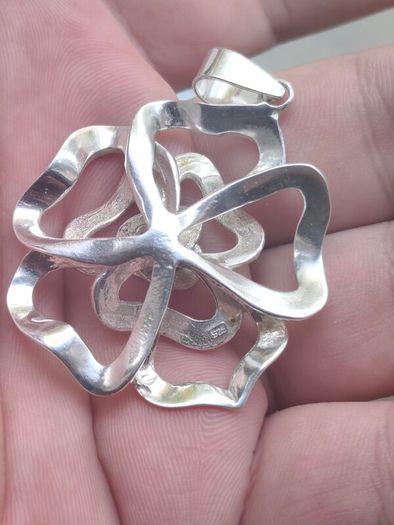 Sterling silver large rose pendant