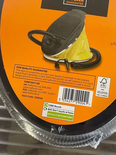 Halfords foot pump
