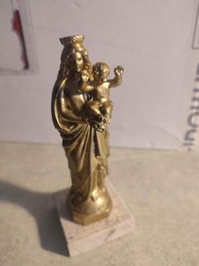 Notre-dame de la Garde statue 17 cm. Tall on  marble plinth.