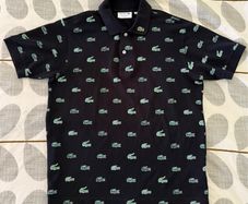 Lacoste All-Over Crocodile Polo Shirt-Navy Blue-Made in France