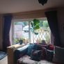 Long red velvet curtains with tie backs Image 4