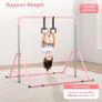 Adjustable Kids Gymnastics Bar with Rings - Folding Horizontal Training Kip Bar, 5 Height Levels, Non-Slip Base & Floor Rings, Indoor/Outdoor Gym Equipment for Children Image 6