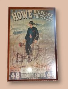 Large Vintage Framed Cycling Poster Howe Bicycles