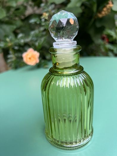 Vintage green ribbed glass scent bottle Price drop