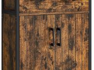 main image for ad _Bathroom cabinet, sideboard, storage cabinet, adjustable shelf, steel frame, for living room, kitchen, industrial style, vintage brown-black