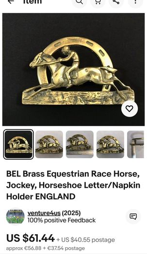 Vintage brass equestrian letter holder
