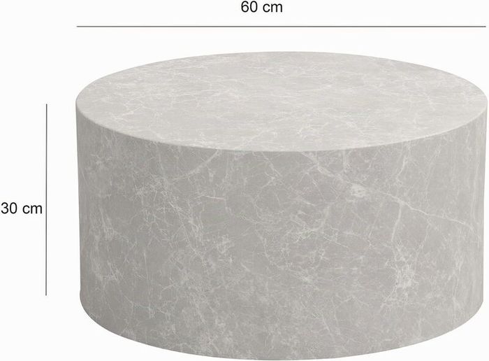Round Coffee Table 60cm Sand Stone Effect Modern Monoblock Design