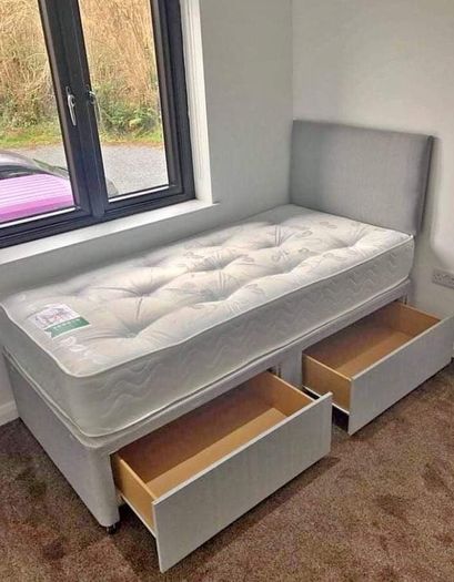 Single bed with mattress, headboard many colors