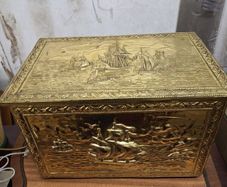 Vintage brass coal scuttle
